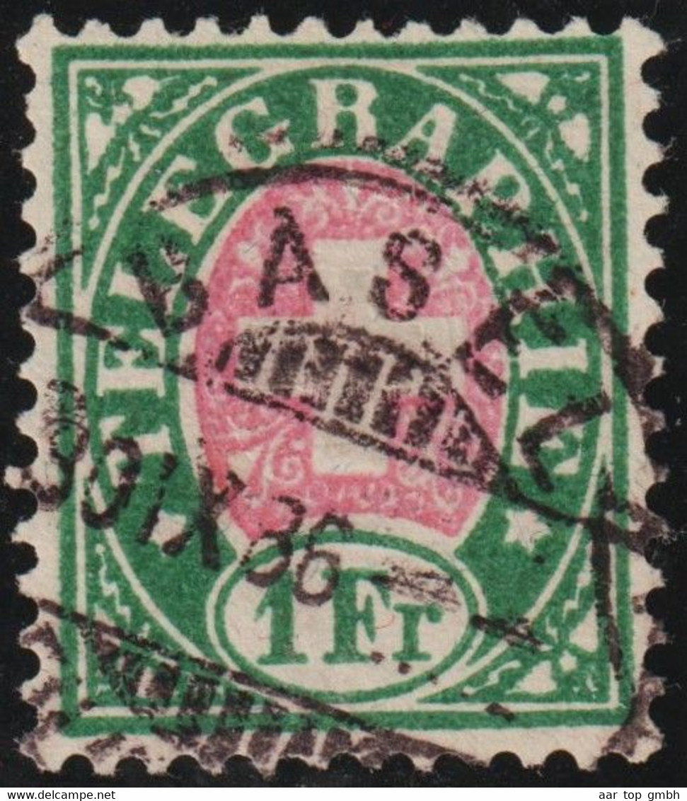 Heimat BS Basel 1886-09-30 Poststempel Auf Telegraphen-Marke 1 Fr. Zu#17 - Télégraphe