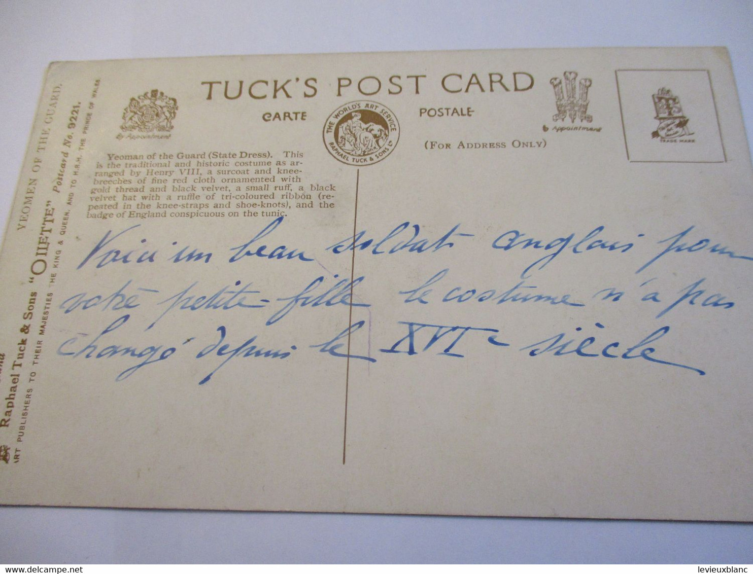 A Yeoman Of The  Guard / TUCK'S POST CARD/Raphael Tuck & Sons Oilette N°9221 /Vers 1920-1930       CPDIV381 - Tower Of London