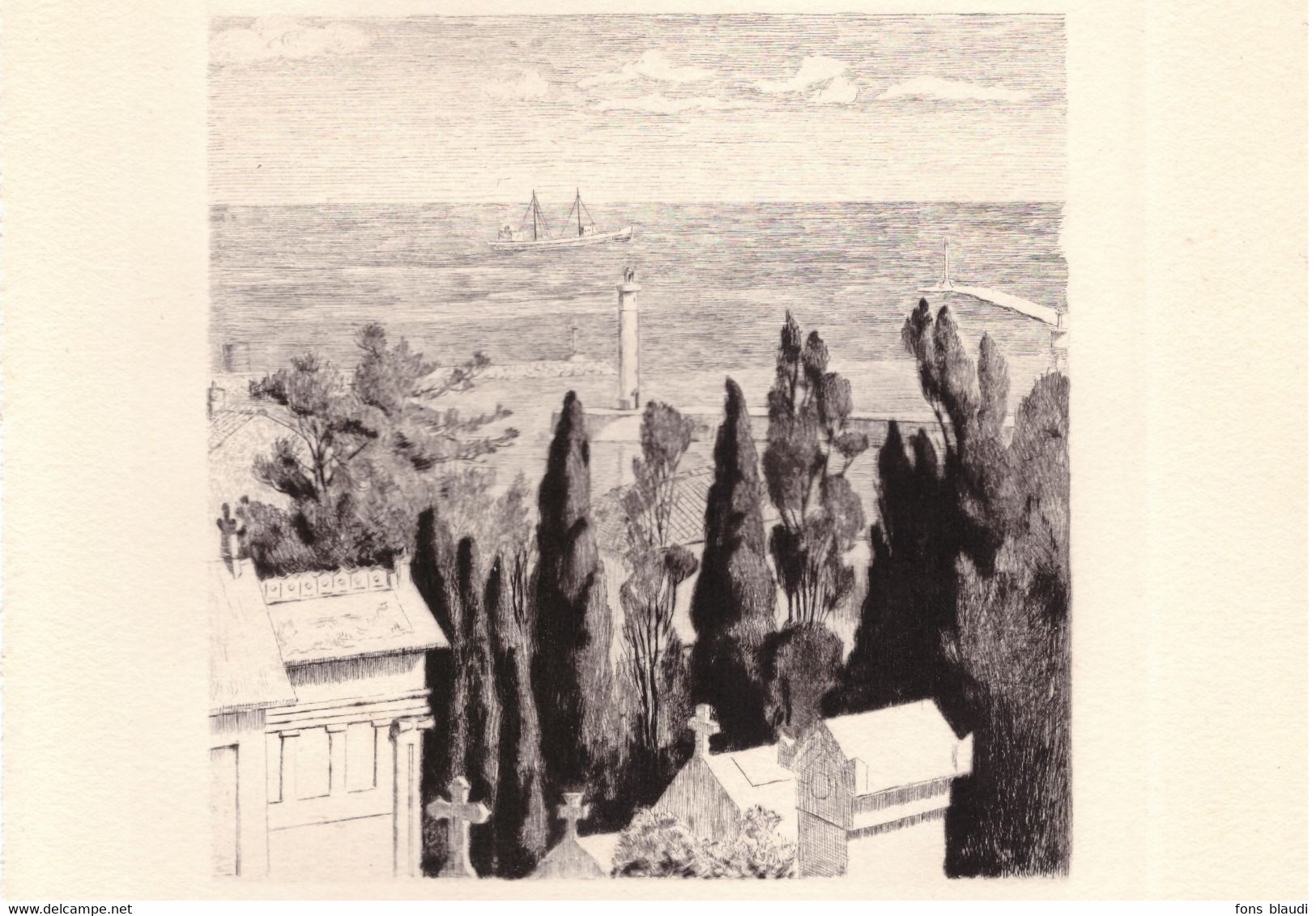 1954 - Eau-forte De Ch Samson - Sète (Hérault) - Le Cimetière Marin - PREVOIR FRAIS DE PORT - Etchings