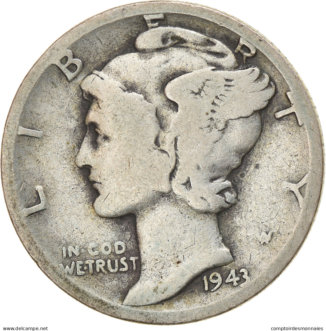 Monnaie, États-Unis, Mercury Dime, Dime, 1943, U.S. Mint, Denver, TB, Argent - 1916-1945: Mercury