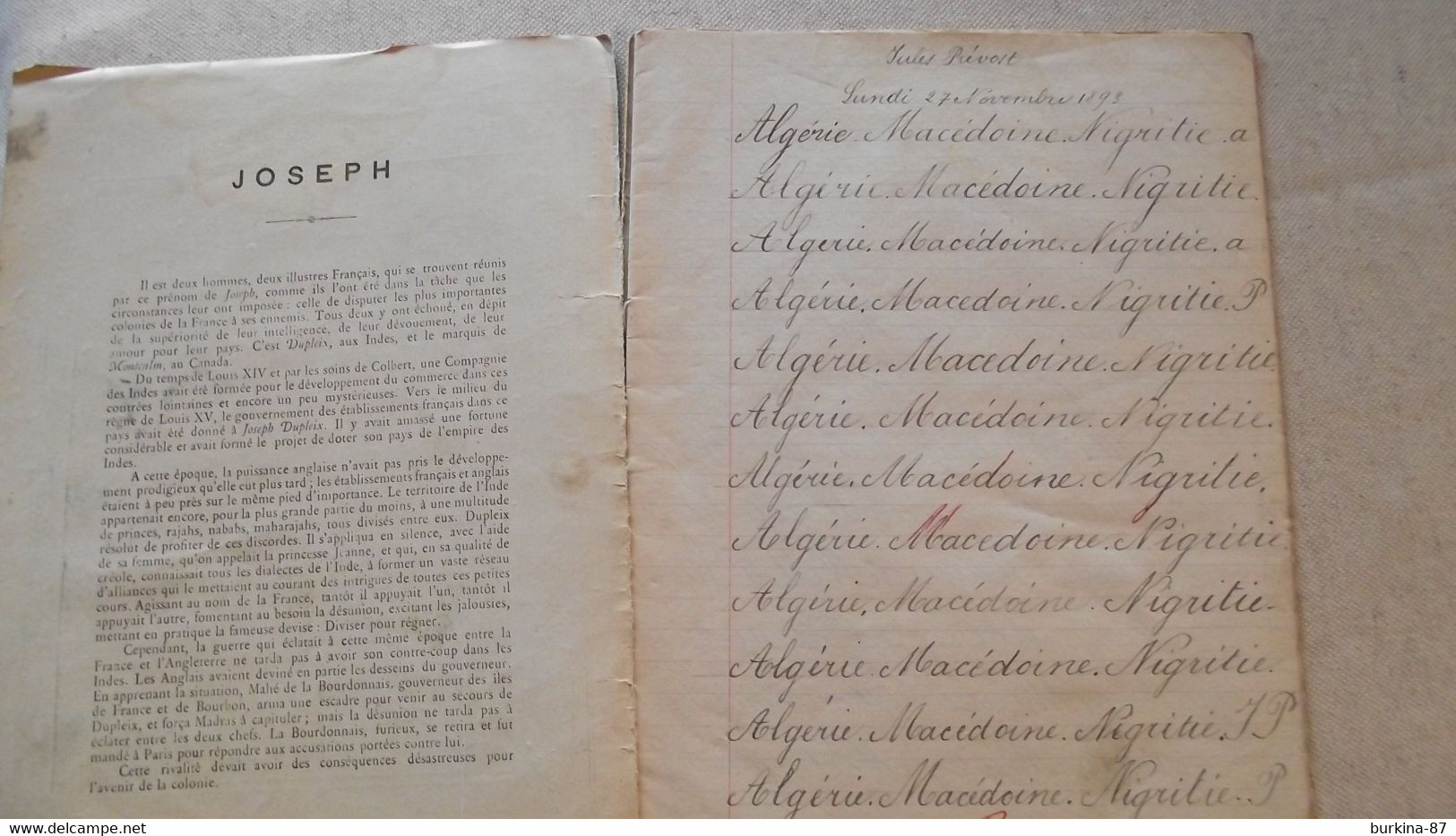 PROTEGE CAHIER, Et Son Cahier, Les Noms De Nos Fils, JOSEPH DE MONTCALM, 1893, - Collections, Lots & Séries