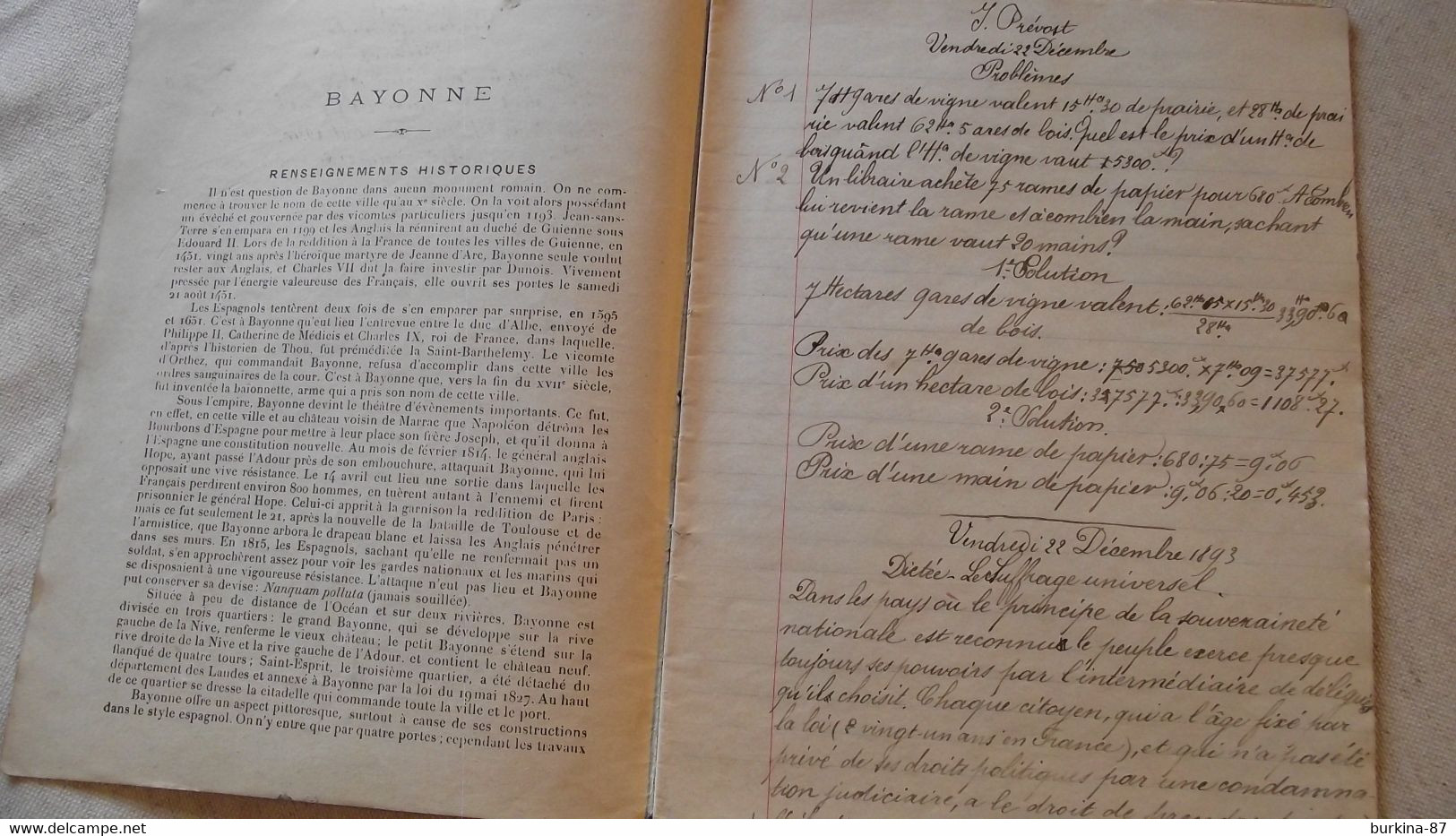 PROTEGE CAHIER, Et Son Cahier, NOS FRONTIERES, Nos Forteresses, Défense De BAYONNE 1814 , 1893 - Lots & Serien