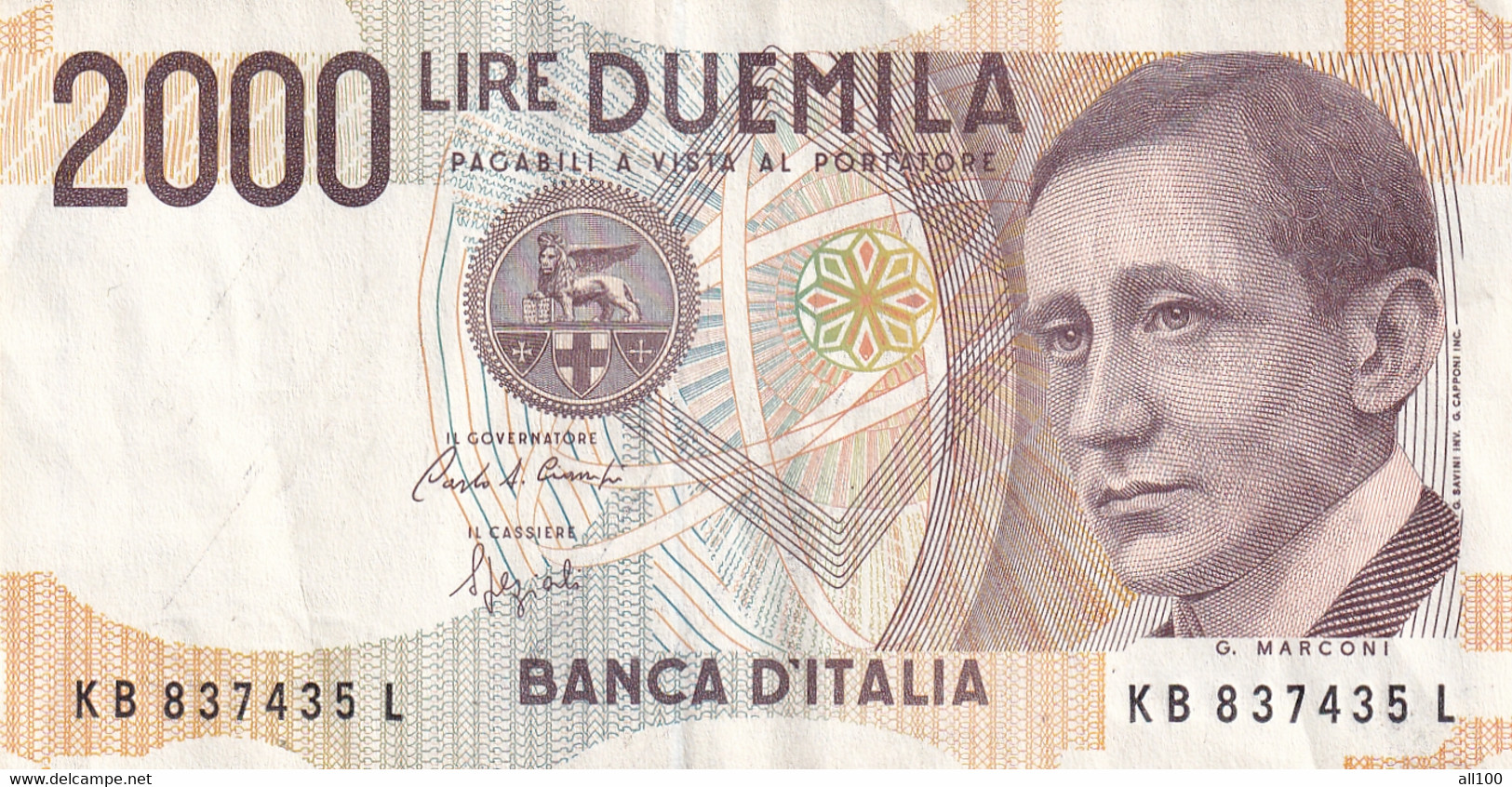 DUEMILA LIRE BANCA D'ITALIA DIRECTO MINISTERIALE 3 OTTOBRE 1990 2000 LIRE BANKNOTE GOOD CONDITION - 2000 Lire