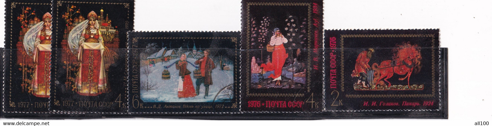 RUSSIAN STAMP COLLECTION 1977 FEDOSKINO 1972 FEDOSKINO 1934 MAKARICHEV 1976 FOLK TALE PAINTING 4K 6K 4K 2K PERFORATED - Nuevos