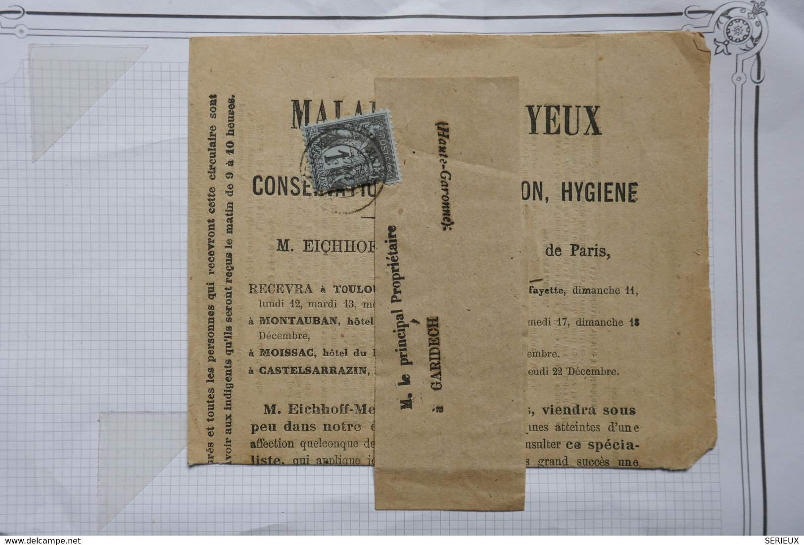 BE14 FRANCE SUR  BANDE JOURNAL  1891 SAGE 1C +GARIDECH +JOURNAL MALADIE DES YEUX ++AFFRANCH. INTERESSANT - Journaux