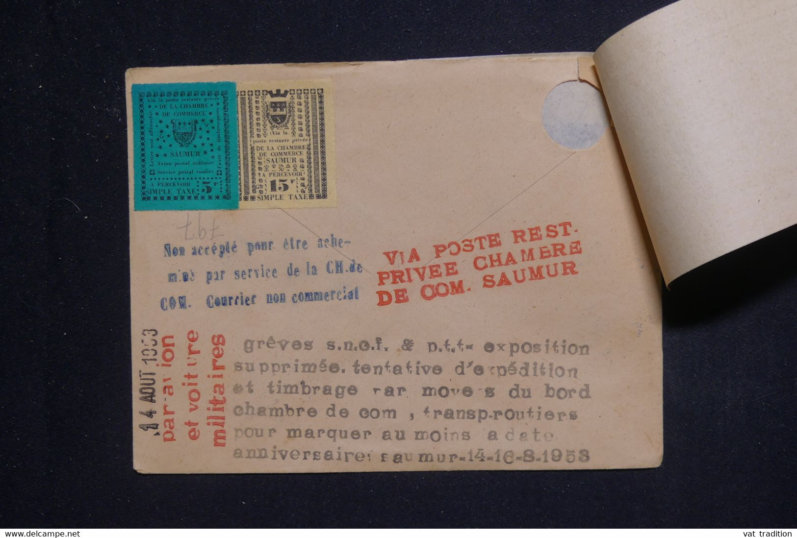 FRANCE - Enveloppe Avec Timbres De Grève De Saumur En 1953 - L 131800 - Documents
