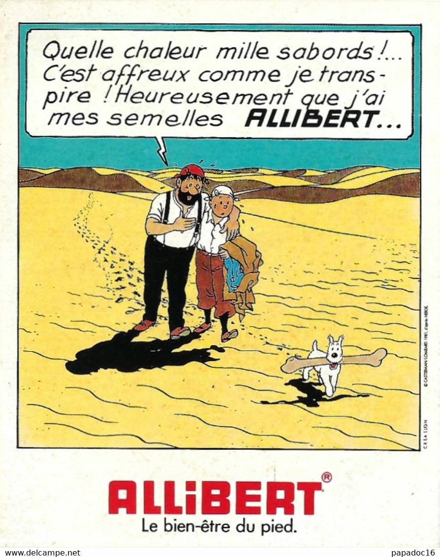 BD - Autocollant - Allibert - Ill. D'après Hergé [Tintin, Milou, Haddock] - Chaussures /désert - Autocollants