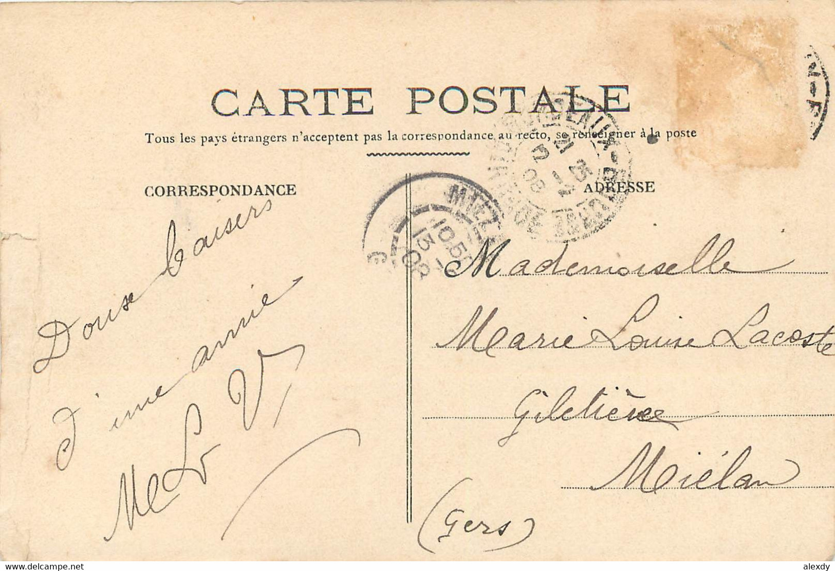 (XX) Carte Montage Gare Train Locomotive Voyageuse. J'arrive à BORDEAUX 33 En 1908 - Bordeaux