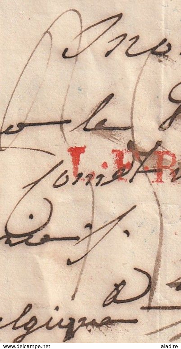 1834 - Enveloppe Pliée De PARIS (dateur) Vers Tournay Tournai Puis Mons, Belgique - Taxe 35 !!! - 1701-1800: Vorläufer XVIII