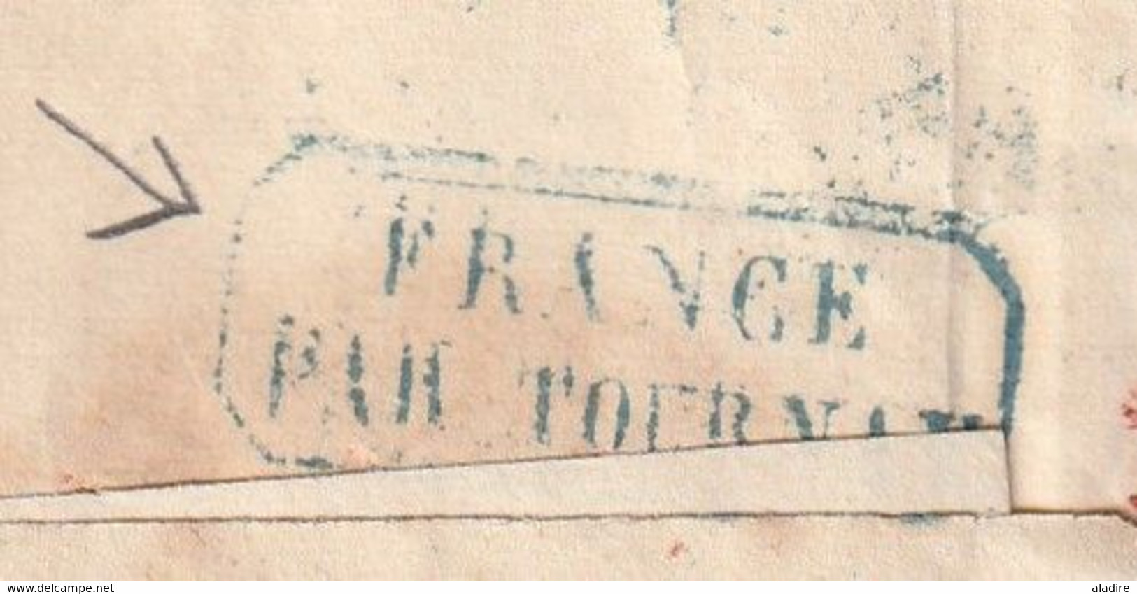 1834 - Enveloppe pliée de PARIS (dateur) vers Tournay Tournai puis Mons, Belgique - taxe 35 !!!
