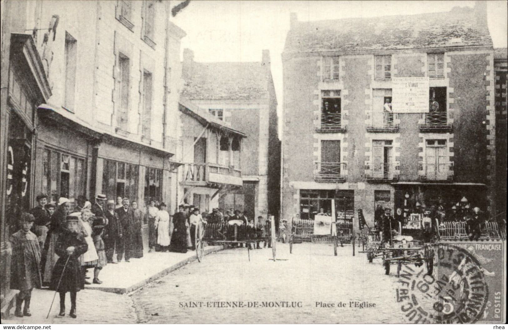 44 - SAINT-ETIENNE-DE-MONTLUC - 3 Reproductions - Locomotive - Grande Rue - Place De L'église - Saint Etienne De Montluc