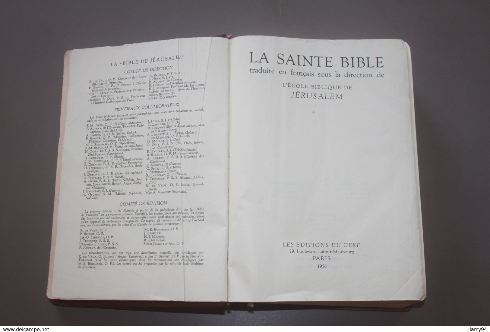 Sainte Bible Editions Du Cerf 1956 Ecole Biblique De Jérusalem Imprimé En Belgique 1669 Pages - Other & Unclassified