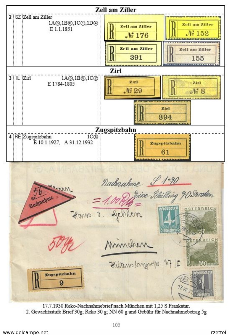 Rekozettel Und Einschreibebelege Vom Bundesland Tirol (Nord- Und Osttirol) 1886 - 1918 - Philatelie Und Postgeschichte