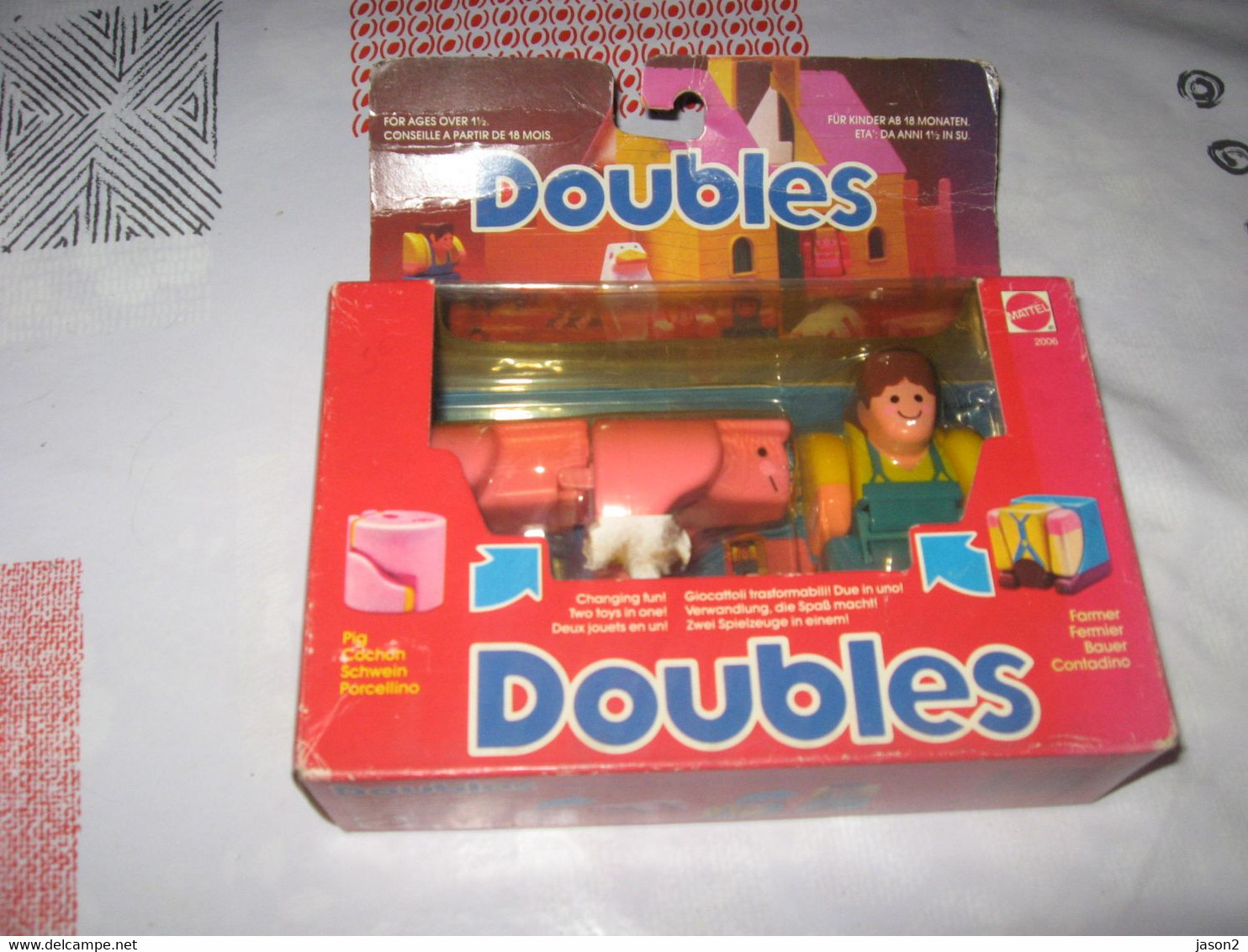 Figurine MATTEL 2006 DOUBLES Dooze Toys Fermier Et Cochon DANS BOITE NEUF - Pigs