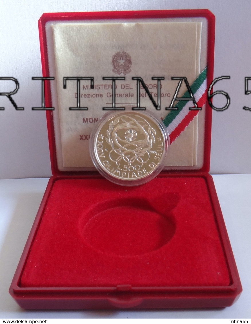 ITALIA 500 LIRE ARGENTO 1988 OLIMPIADI DI SEUL PROOF - Mint Sets & Proof Sets