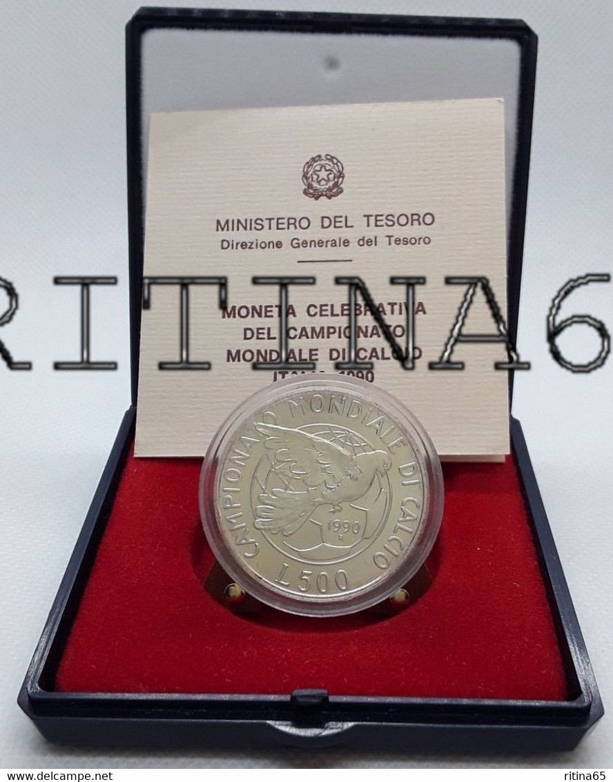 ITALIA 500 LIRE ARGENTO 1990 MONDIALI DI CALCIO 1990 FDC SET ZECCA - Jahressets & Polierte Platten