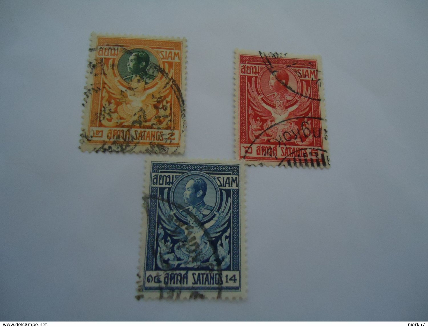 SIAM THAILAND USED  3  STAMPS KINGS   WITH  POSTMARK - Siam