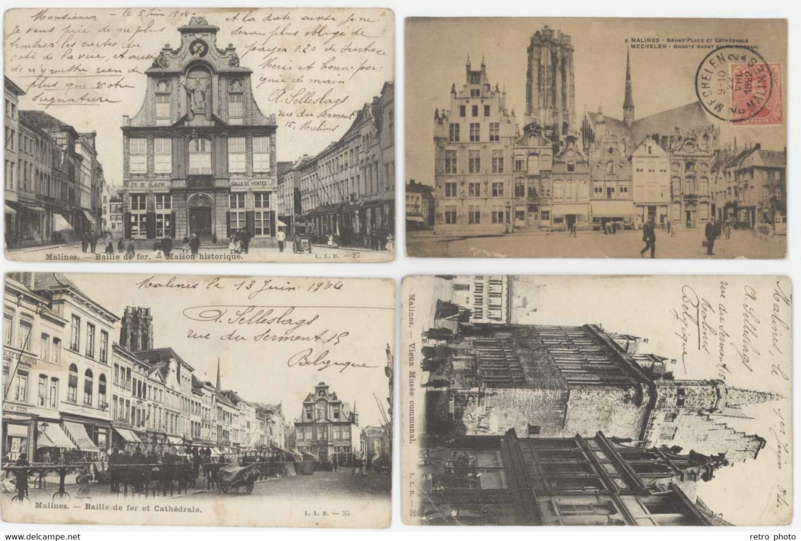 4 Cpa Belgique - Malines - Rues , Monuments - Malines