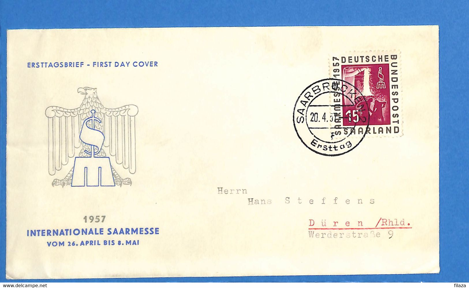 Saar 1957 Lettre FDC De Saarbrücken (G9280) - FDC