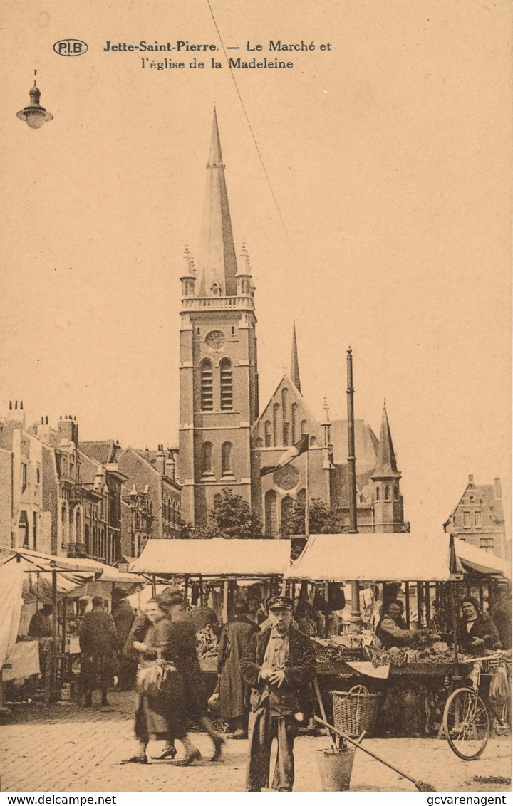 JETTE SAINT PIERRE  LE MARCHE ET L'EGLISE DE LA MADELEINE    2 SCANS - Jette