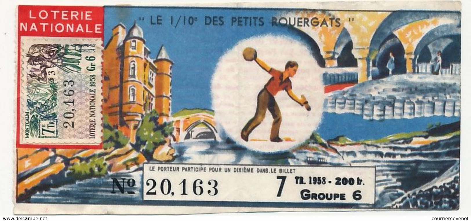 FRANCE - Loterie Nationale - 1/10ème - Le 1/10eme Des Petits Rouergats - 7eme Tranche 1958 - Loterijbiljetten