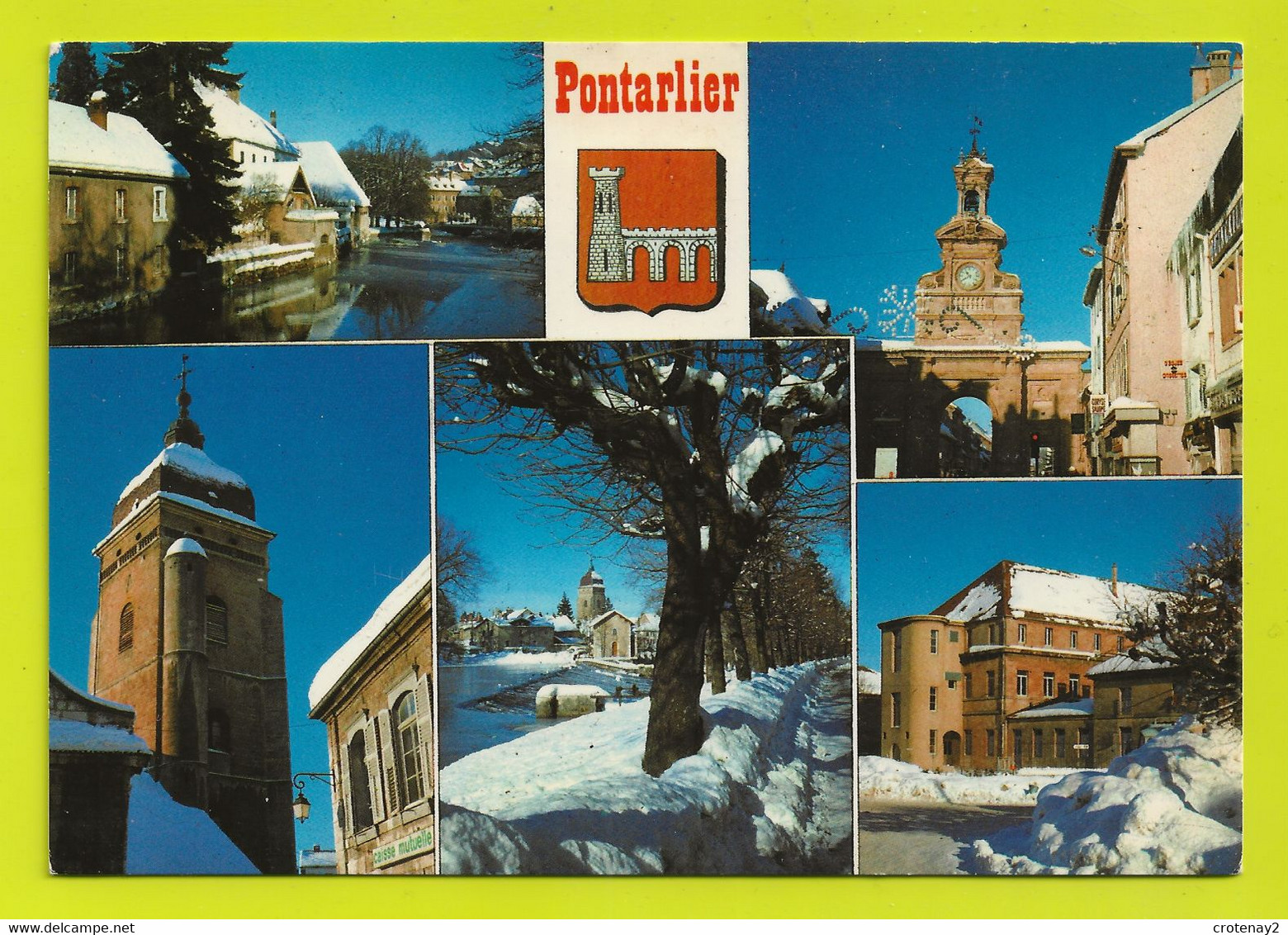 25 PONTARLIER N°23096 Blason Et 5 Vues Magasin Enseigne Disques Et Cassettes Caisse Mutuelle En 1984 - Pontarlier