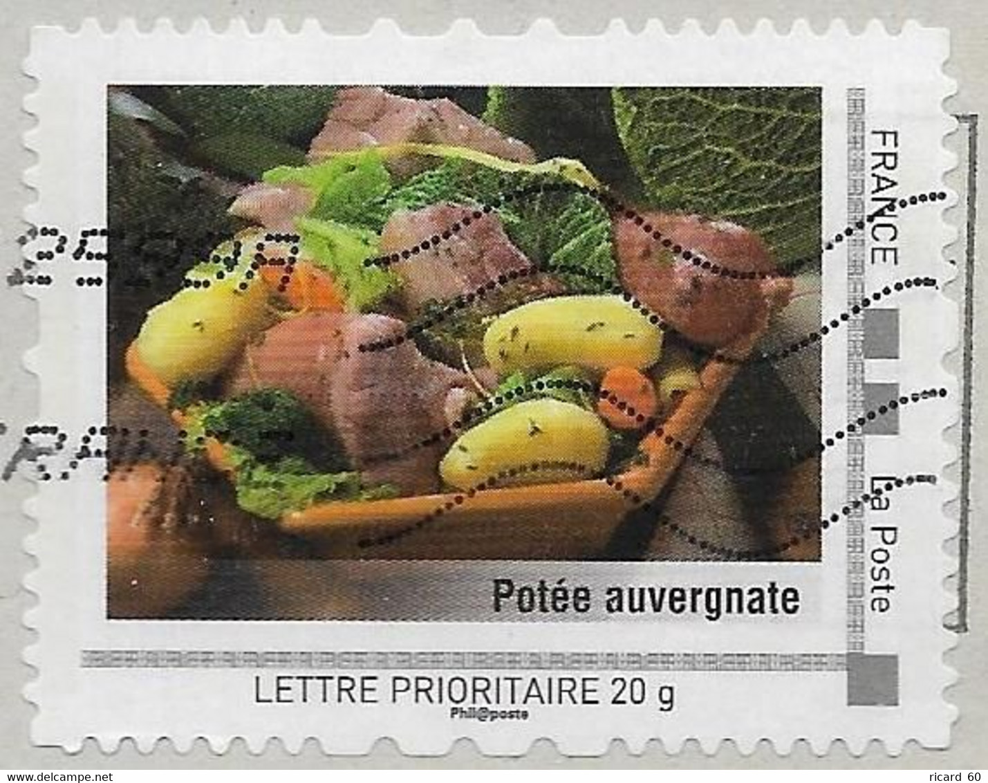 Timbre Collector Sur Coupon, La Potée Auvergnate, Gastronomie Française - Collectors