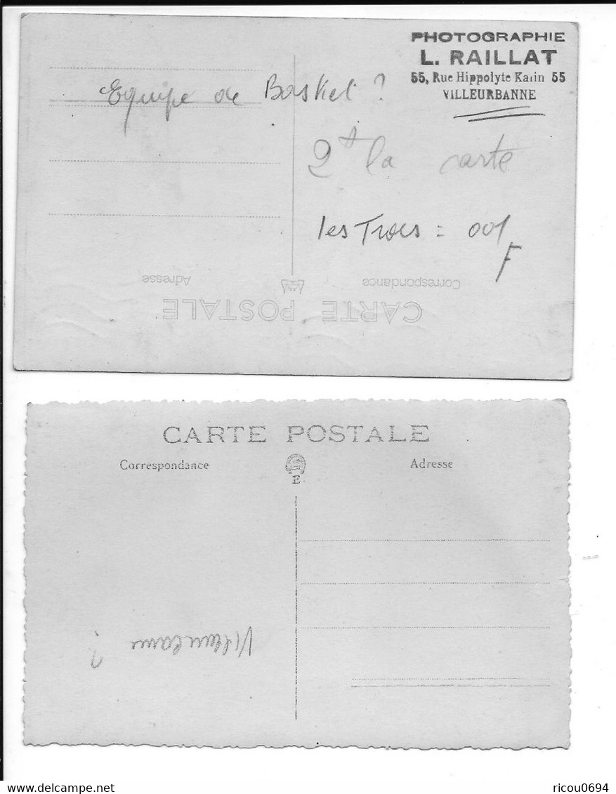 2 Cartes Photo - LYON Ou VILLEURBANNE - FC Lyon - Basket Ou Football Début 1900 - Baloncesto