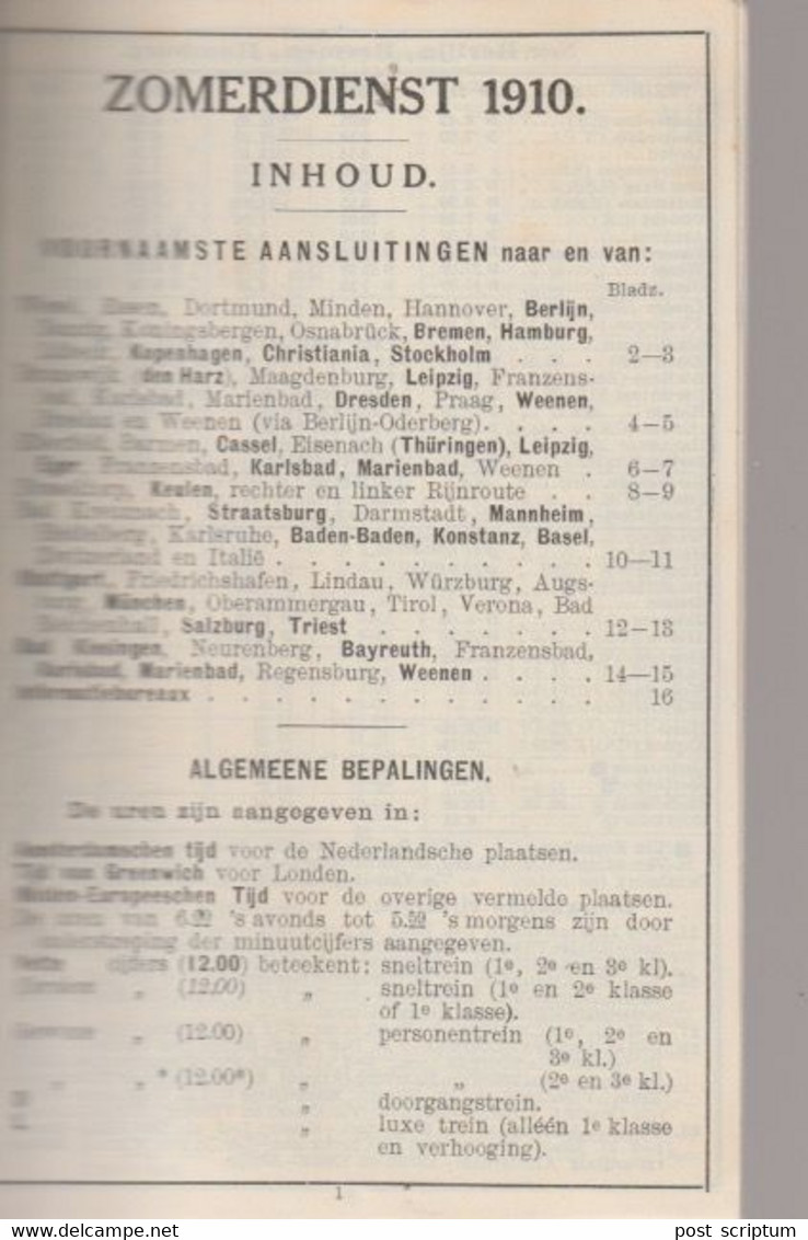 Vieux Papiers - Horaires - Staatsspoor - Pays-bas- Emmerik - Allemagne - Suisse - Italie -  Trains - En Néerlandais - Europa