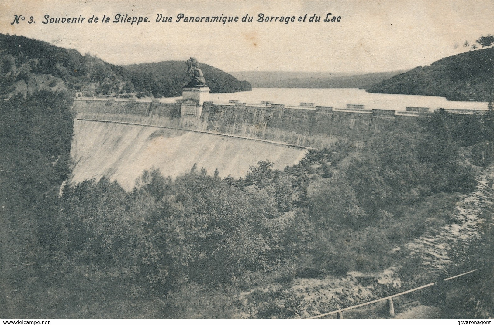 SOUVENIR DE LA GILEPPE  VUE PANORAMIQUE DU BARRAGE ET DU LAC          2 SCANS - Gileppe (Stuwdam)