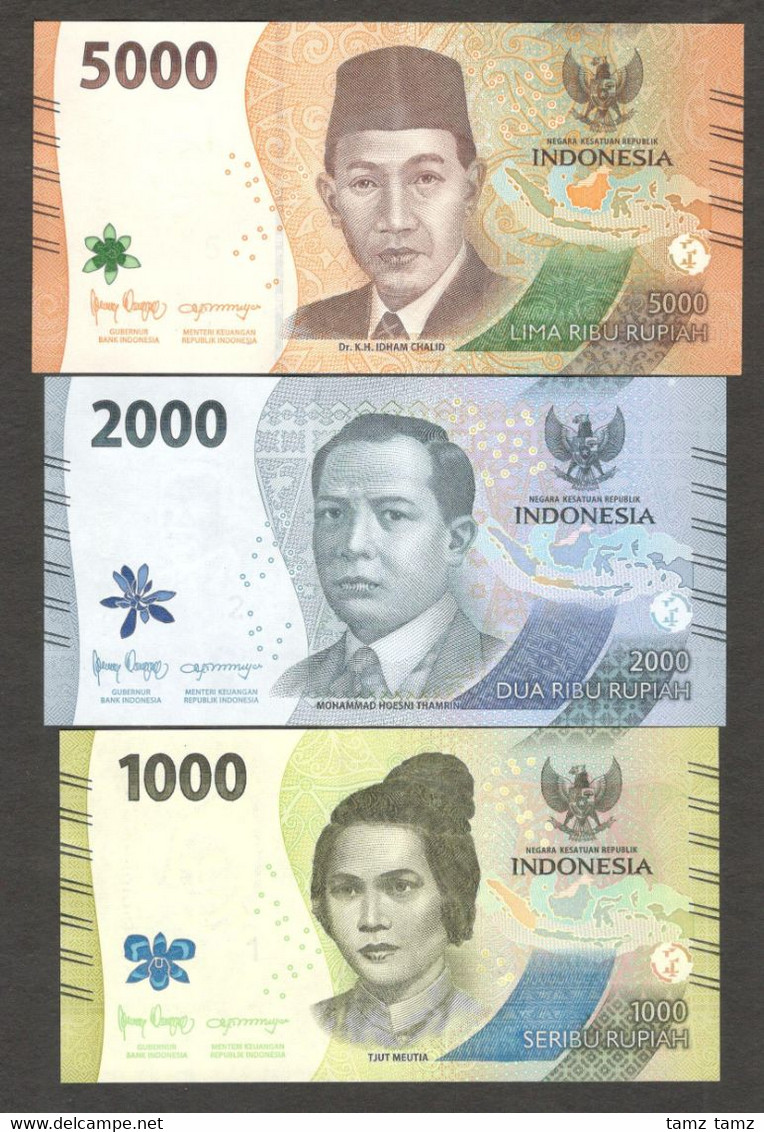 NEW DESIGN FIRST PREFIX AAA Set Indonesia 5000 2000 1000 Rupiah 2022 UNC - Indonésie