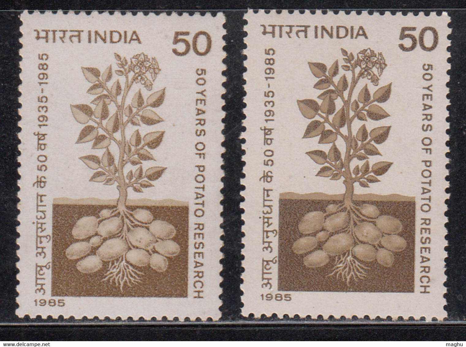 EFO, Dry Print Variety, India MNH 1985, Potato Research, Plant, (Coin Some Stains At Back) - Vegetables