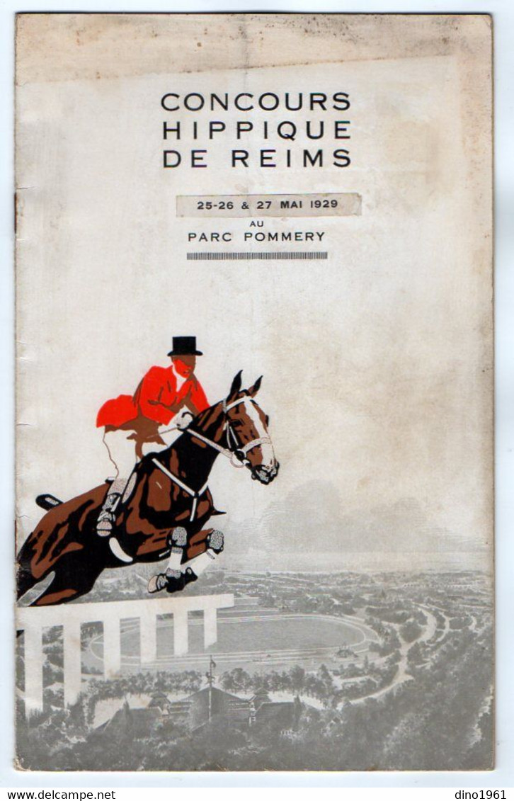 VP20.454 - 1929 - Rare - Programme Officiel - Concours Hippique De REIMS Au Parc POMMERY - Programas