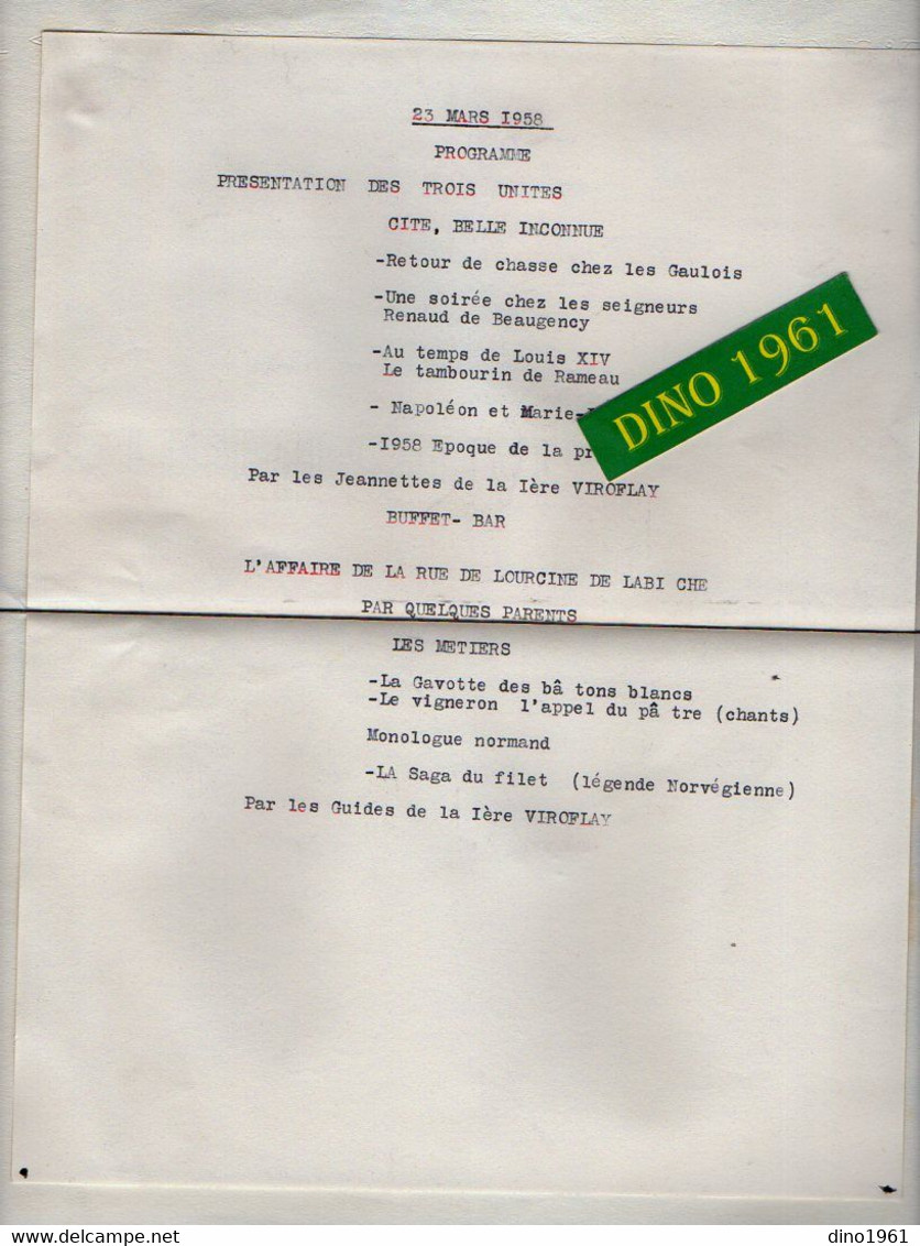 VP20.459 - SCOUTISME - Programme De 1958 Par Les Guides De La 1ère De VIROFLAY - Programmes