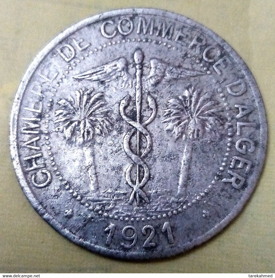 Algérie 1921, Chambre De Commerce D'Alger ,10 Centimes , Aluminium , Gomaa - Algérie