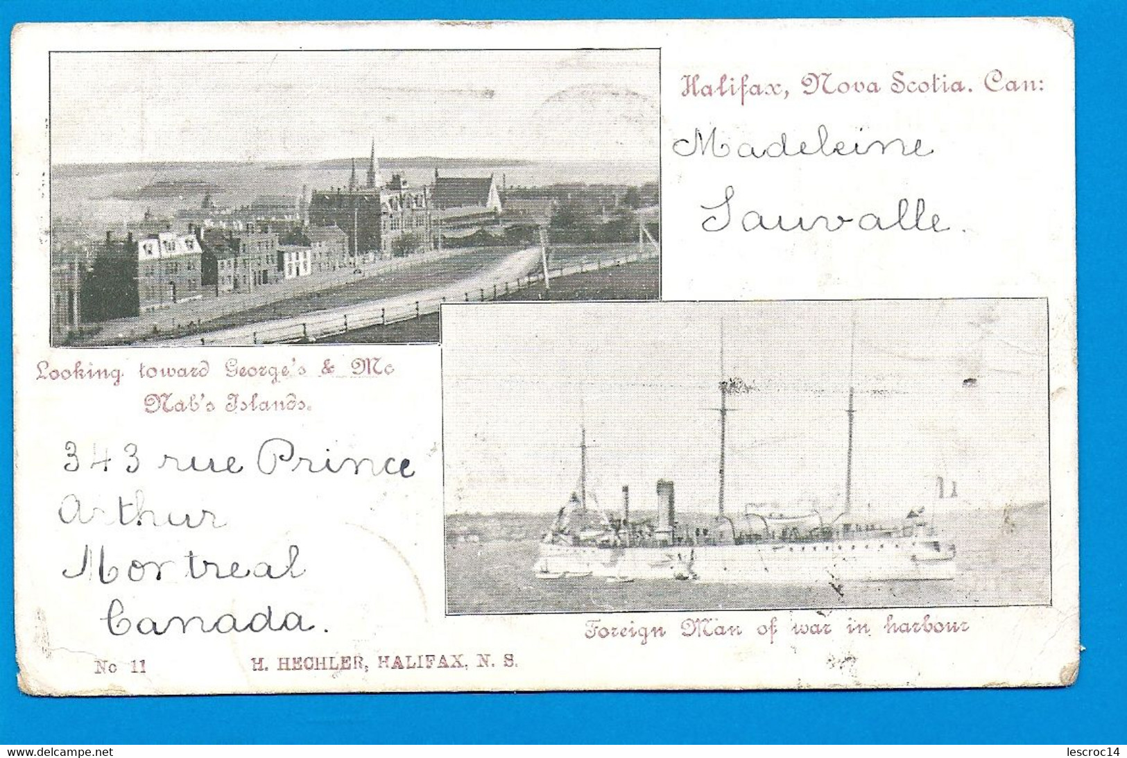 HALIFAX Looking Toward St George's & Mc Mab's Island / Foreign Man Of War In Harbour 1902 - Halifax