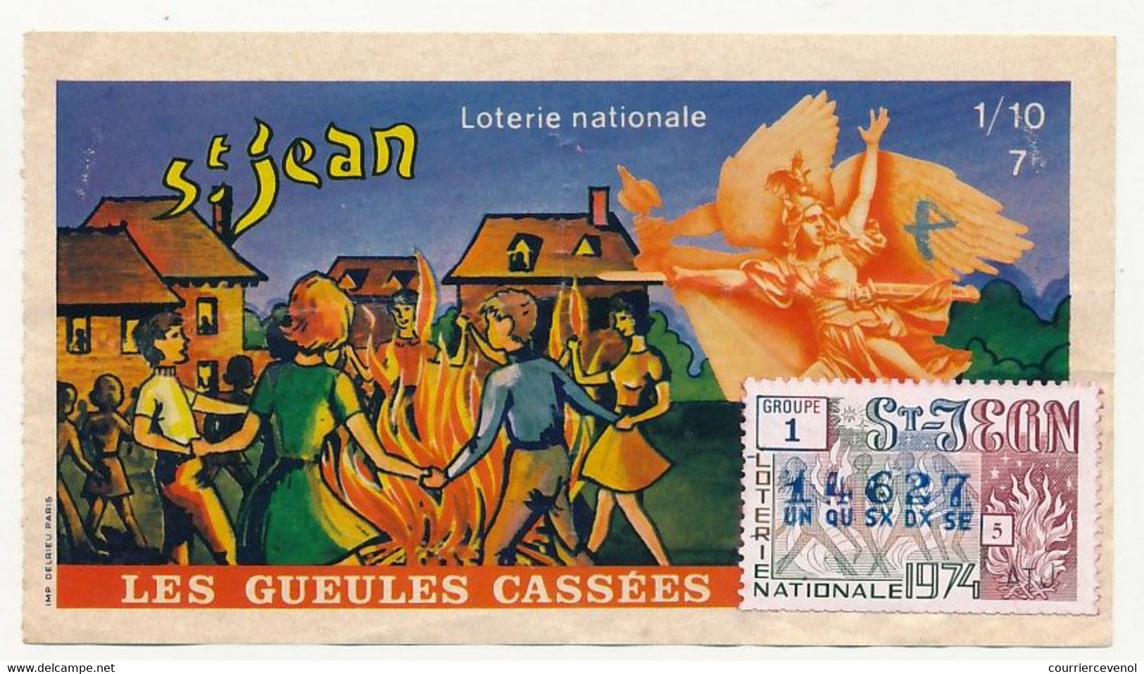 FRANCE - Loterie Nationale - 1/10ème - Les Gueules Cassées  - St Jean - 1974 - Lottery Tickets