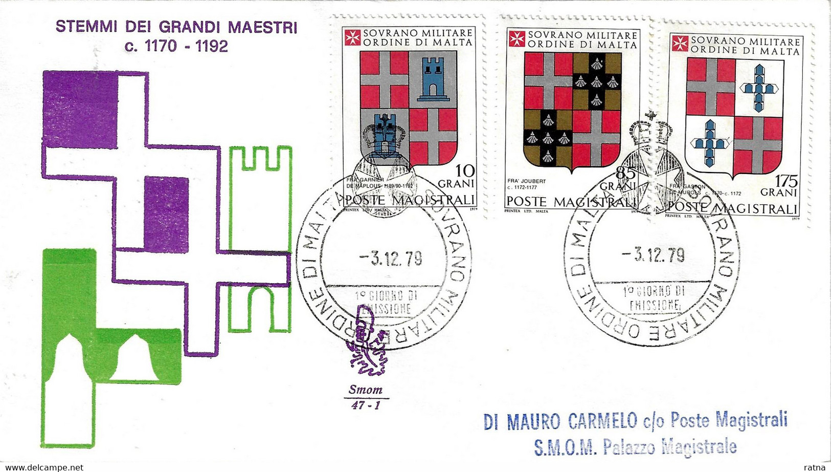 Ordre De Malte, 1979, FDC, Blason - Sovrano Militare Ordine Di Malta