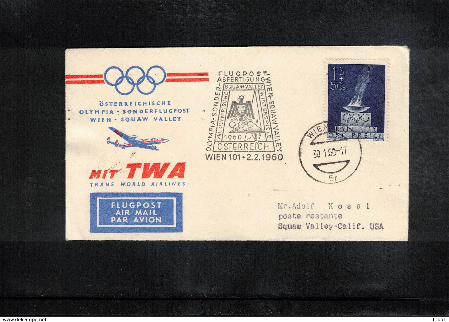 Austria / Oesterreich 1960 Olympic Games Squaw Valley -  TWA Special Flight Wien - Squaw Valley - Hiver 1960: Squaw Valley