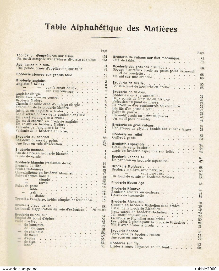 BRODERIE ET DENTELLE LECONS PRATIQUES VERS 1910 PAR COUSINE CLAIRE MANUFACTURE PARISIENNE DES COTONS - Littérature