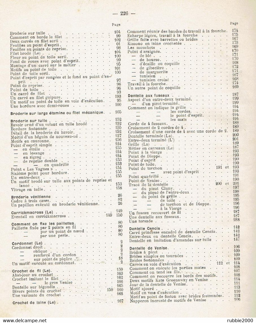 BRODERIE ET DENTELLE LECONS PRATIQUES VERS 1910 PAR COUSINE CLAIRE MANUFACTURE PARISIENNE DES COTONS - Littérature