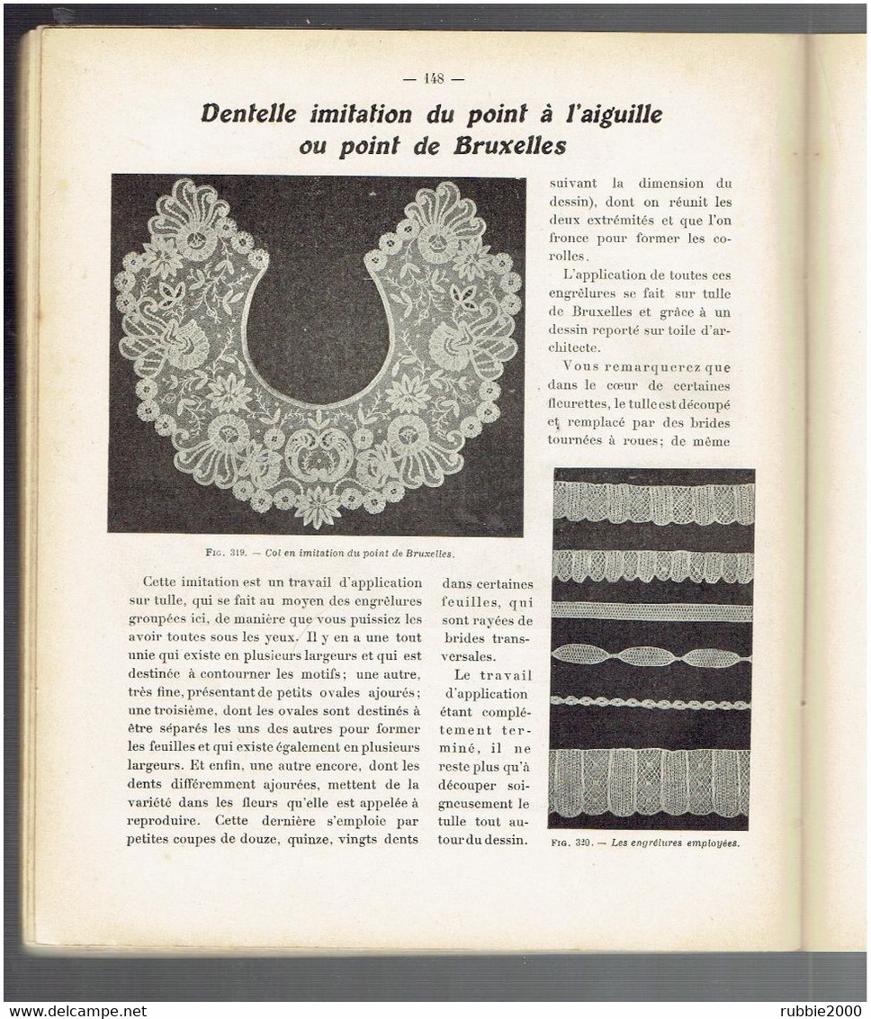 BRODERIE ET DENTELLE LECONS PRATIQUES VERS 1910 PAR COUSINE CLAIRE MANUFACTURE PARISIENNE DES COTONS