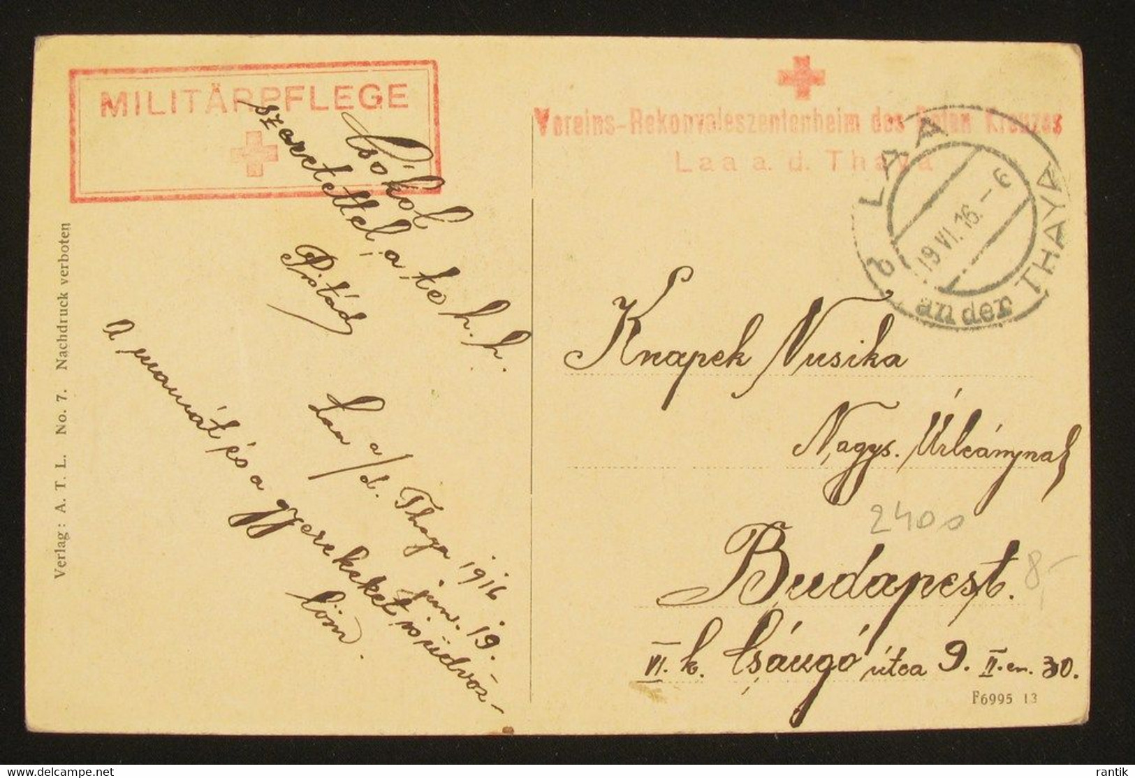 Laa An Der Thaya Promenade Am Mühlbach 1916 With Military Stamp - Laa An Der Thaya