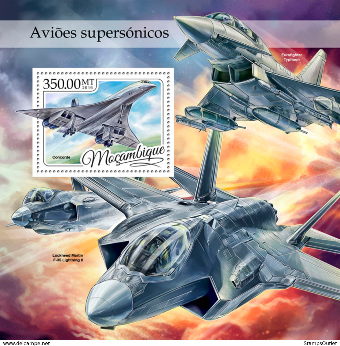 2016 MOZAMBIQU MNH SUPERSONIC AIRCRAFT    |  Yvert&Tellier Code: 1148  |  Michel Code: 8818 / Bl.1203 - Mozambique