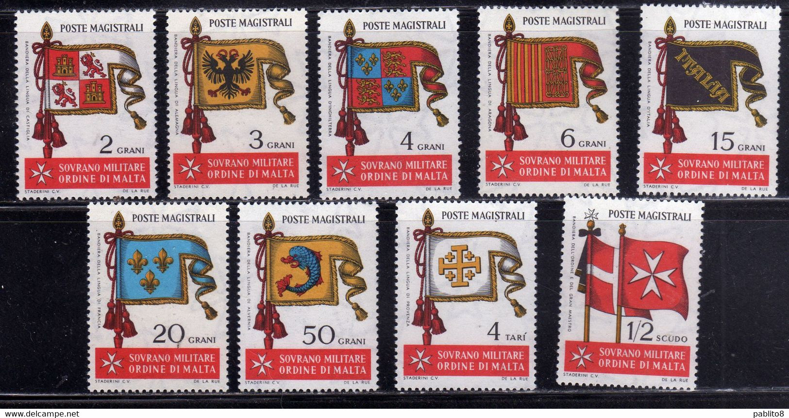 SMOM SOVRANO ORDINE MILITARE DI MALTA 1967 ANTICHE BANDIERE ANCIENT FLAGS SERIE COMPLETA COMPLETE SET MNH - Sovrano Militare Ordine Di Malta