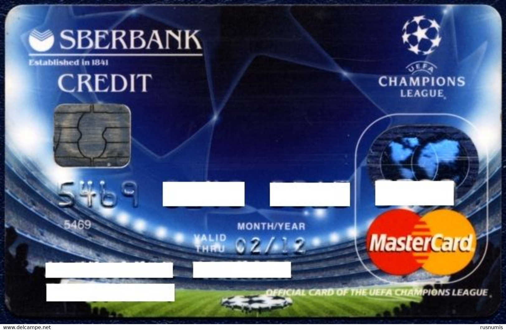 SBERBANK SAVINGS BANK RUSSIA MASTERCARD CARD UEFA CHAMPIONS LEAGUE SOCCER EXP. FEBRUARY 2012 - Credit Cards (Exp. Date Min. 10 Years)