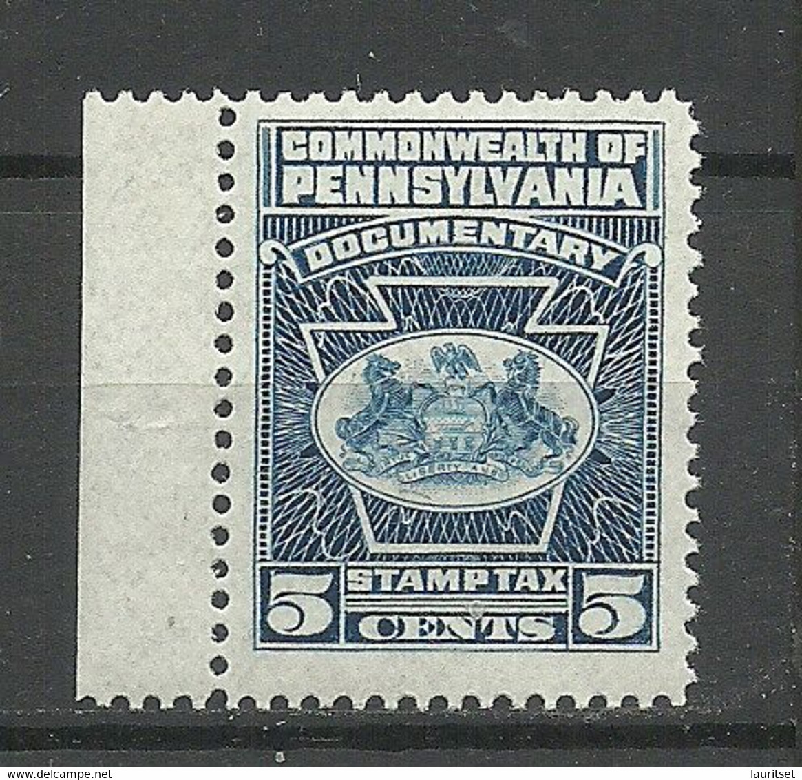 USA Commonwealth Of Pennsylvania Local Documentary Tax 5 Cents MNH - Steuermarken