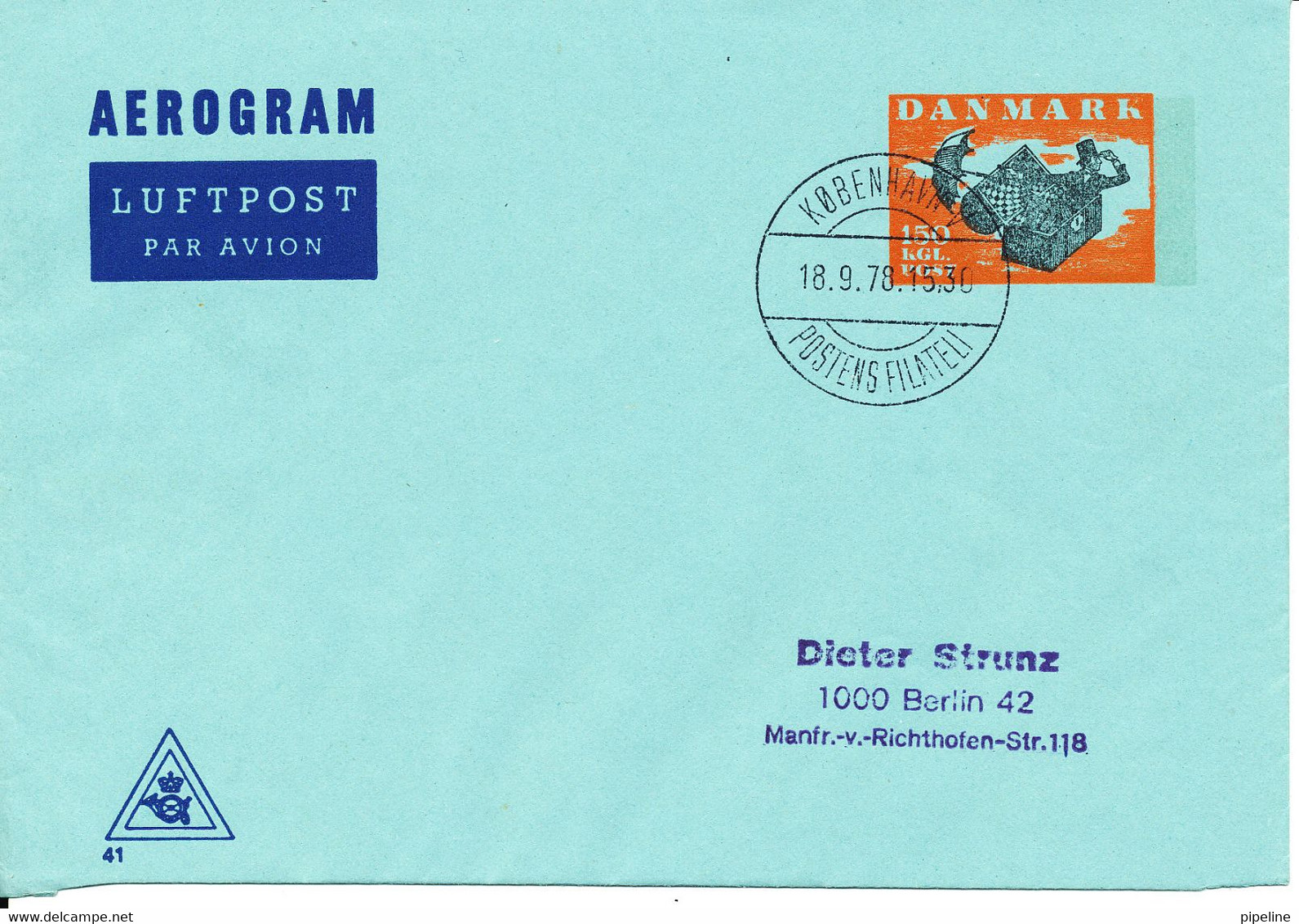 Denmark Aerogramme The Flying Trunk H.C. Andersen Sent To Germany Copenhagen 18-9-1978 - Poste Aérienne