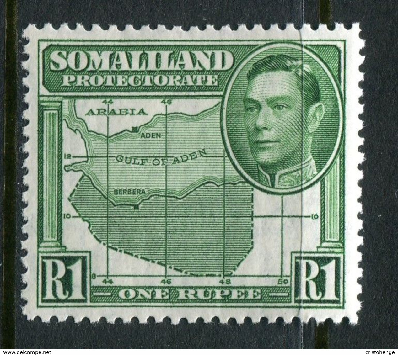 Somaliland 1938 KGVI - Portrait To Left - Sheep, Kudu & Map Issue - 1r Green HM (SG 101) - Somaliland (Protectorate ...-1959)