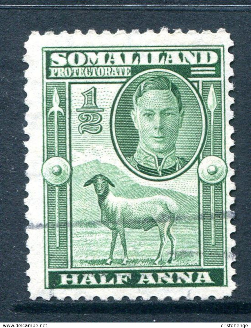 Somaliland 1942 KGVI - Full-face Portrait - Sheep, Kudu & Map Issue - ½a Green Used (SG 105) - Somaliland (Protectorate ...-1959)